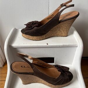 CL by Laundry Dark Brown Wedge Sandals